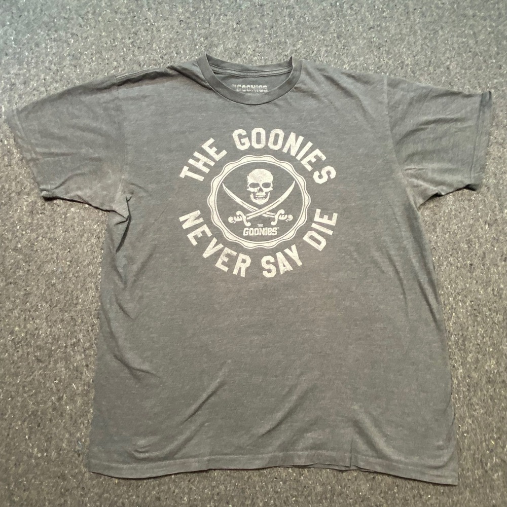 The Goonies Never Say Die TShirt Sz XL Mens Gray Retro 80s Movie Graphic Tee